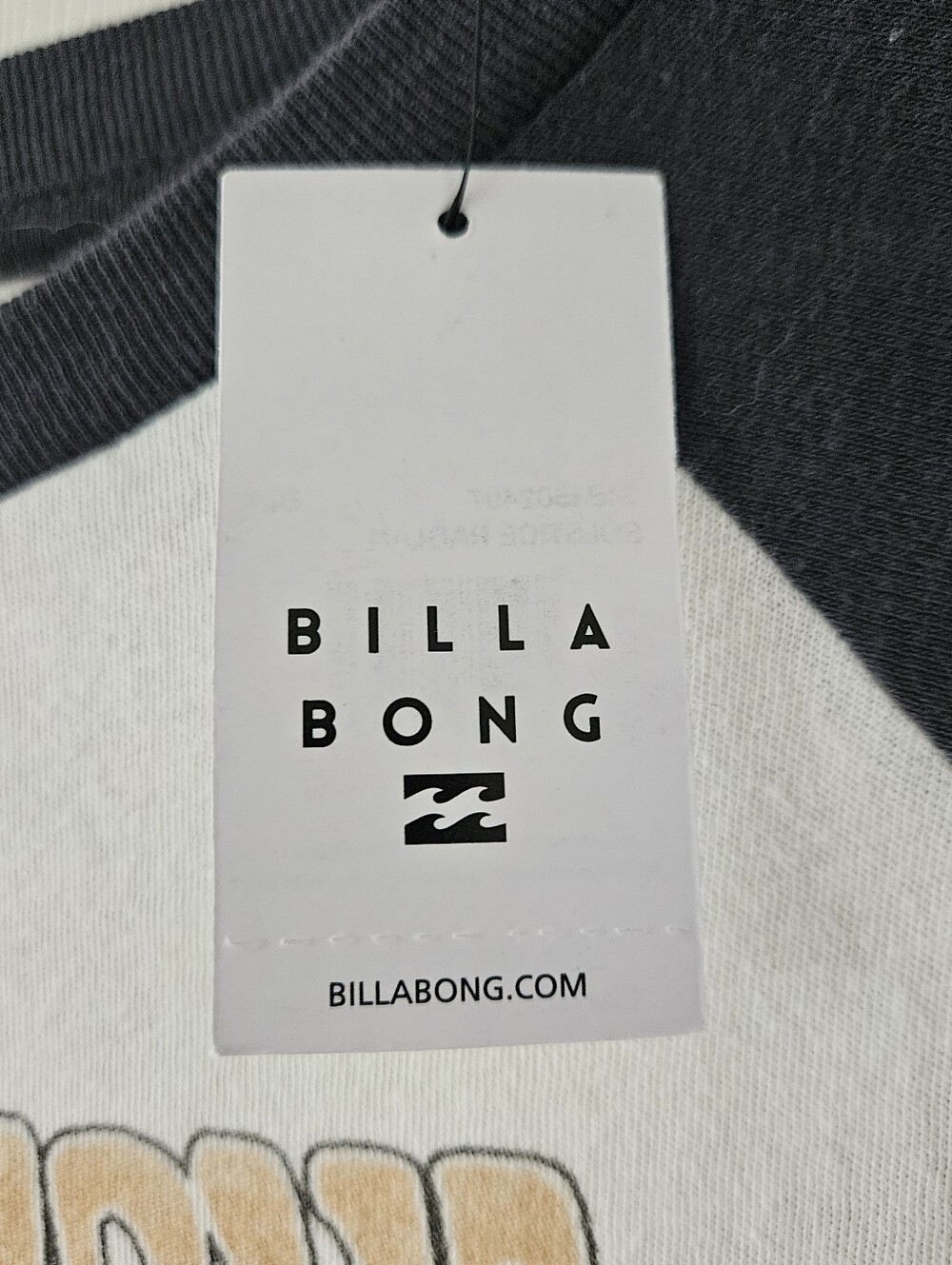 Billabong Cream/Black Long Sleeve Tee, Retro Graphic, Very Stretchy, Sz Lg, NWT - Picture 5 of 6